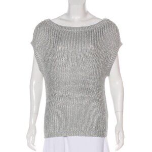 RALPH LAUREN Black Label Metallic Knit Sleeveless boxy Sweater Vest size XSmall